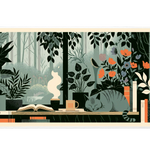 Botanical Cat Desk Mat | Forest Window Books artwork on an extended desk mat with botanical cat design