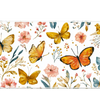 Pattern 36x16in custom mouse pad featuring orange butterflies and pink floral design, stitched edge – PrintMyPad