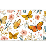Pattern 36x16in custom mouse pad featuring orange butterflies and pink floral design, stitched edge – PrintMyPad