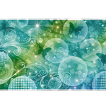 Teal Butterfly Bubble desk mat artwork in a wide product view