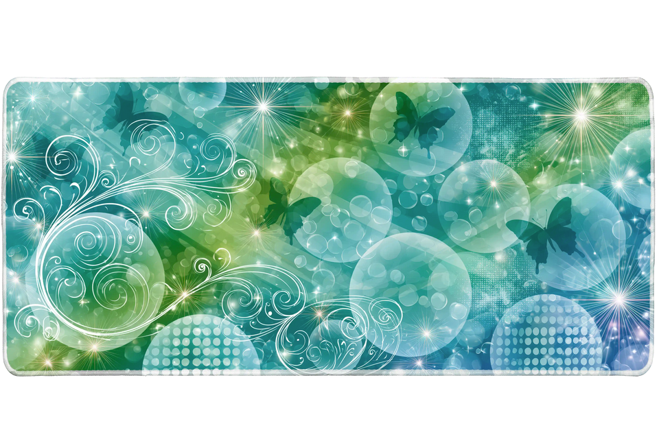 Teal Butterfly Bubble – Y2K Dreamcore desk mat and mouse pad by PrintMyPad