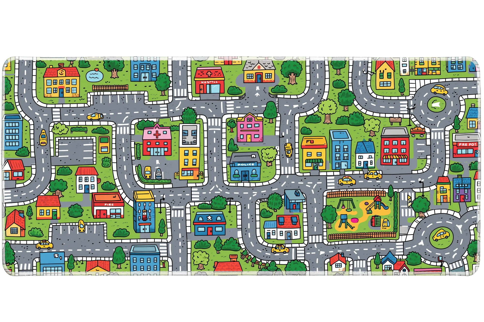 Pattern 36x16in custom kids road playmat, stitched edge – Print My Pad