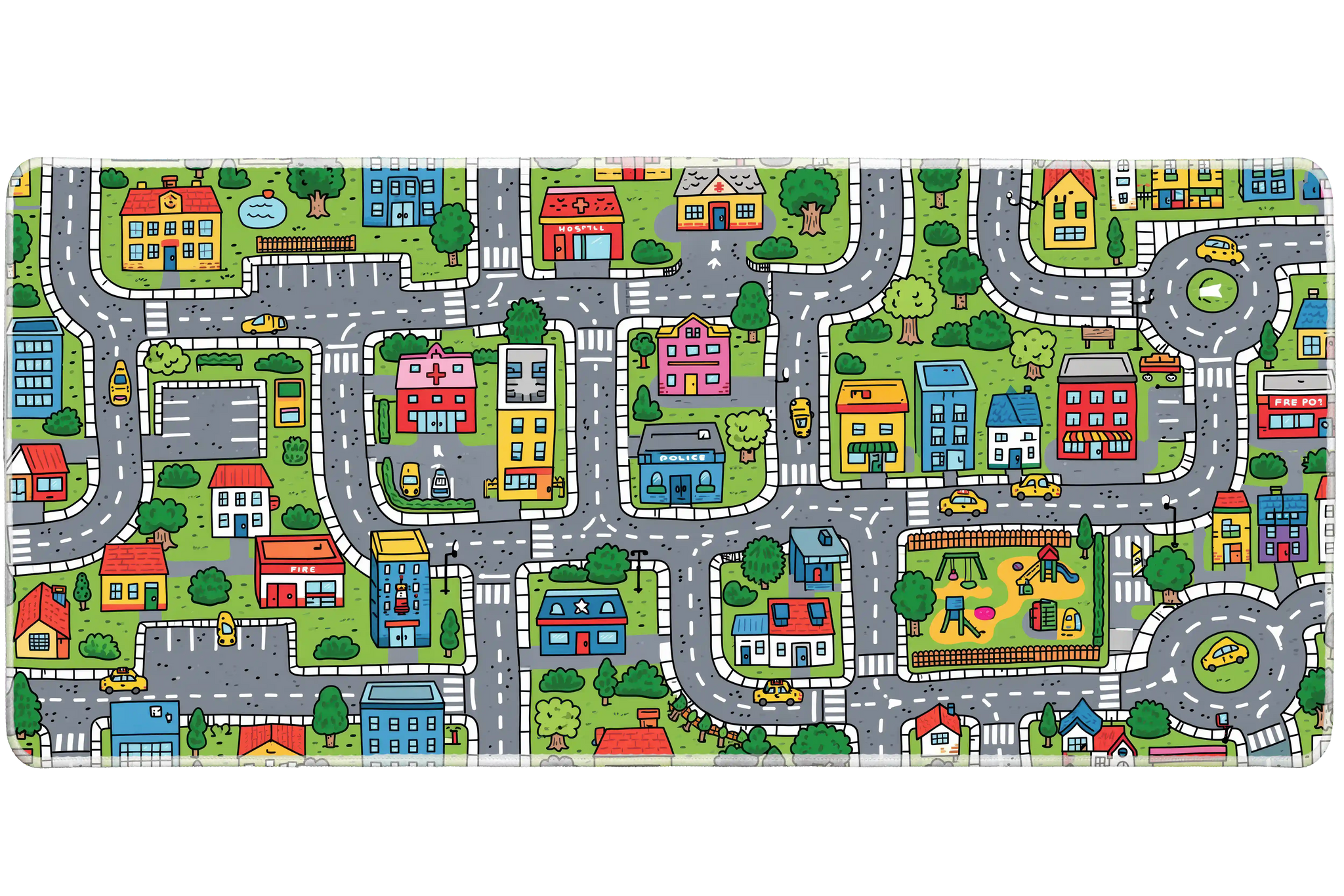 Pattern 36x16in custom kids road playmat, stitched edge – Print My Pad