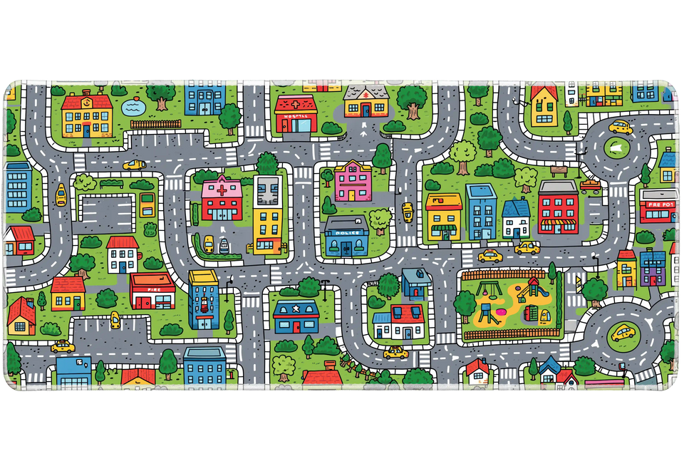 Pattern 36x16in custom kids road playmat, stitched edge – Print My Pad