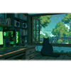 Cat Window Gaming Desk Mat | Cozy PC Room Mouse Pad artwork on an extended desk mat with cozy gaming room with a cat by the window