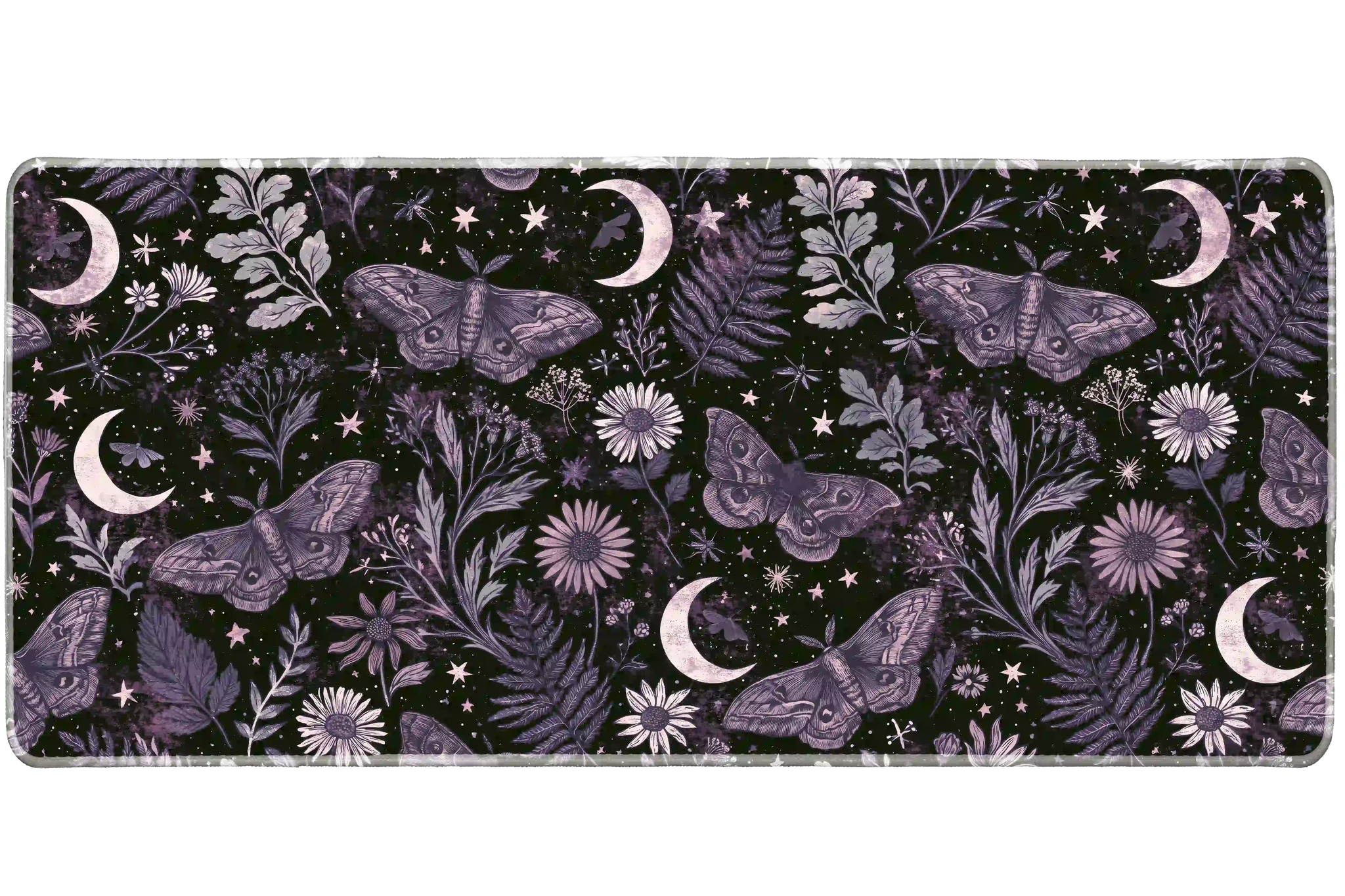 Celestial Moth desk mat artwork in a wide product view