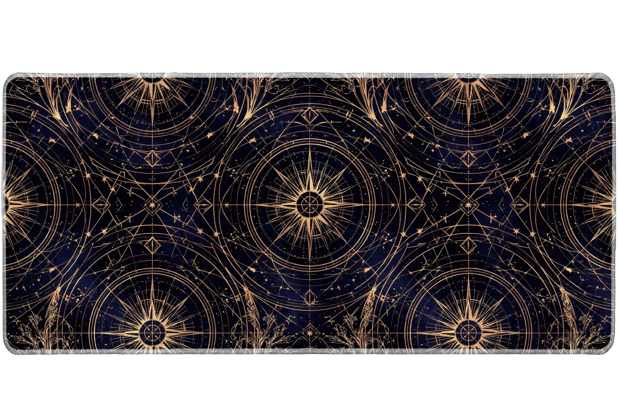 Gold Star Map desk mat artwork in a wide product view