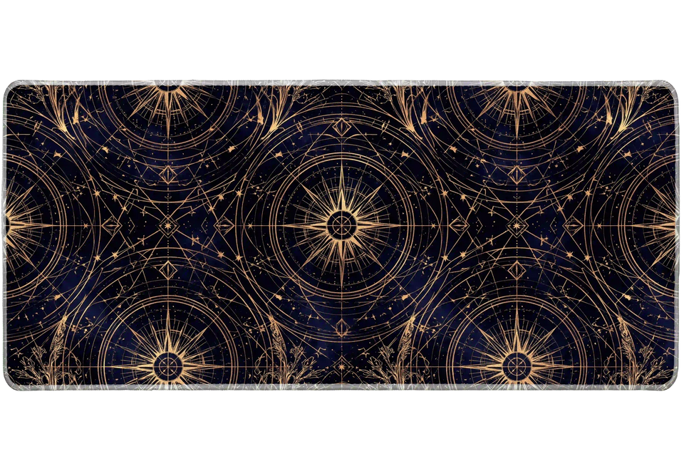 Gold Star Map desk mat artwork in a wide product view