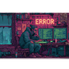 8-Bit Coding Room Desk Mat | Programmer Mouse Pad artwork on an extended desk mat with pixel-inspired coding room artwork
