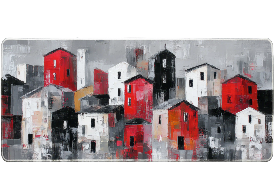 Abstract 36x16in custom desk mat, non-slip rubber base – Print My Pad