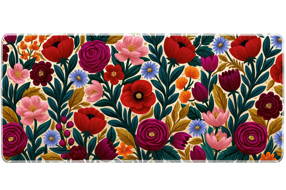 Colorful Floral Pattern – Flower desk mat and mouse pad by PrintMyPad
