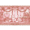 Pink Coquette Cat Vintage Kitten desk mat with two fluffy kittens, heart accents, bow curtains, ornate