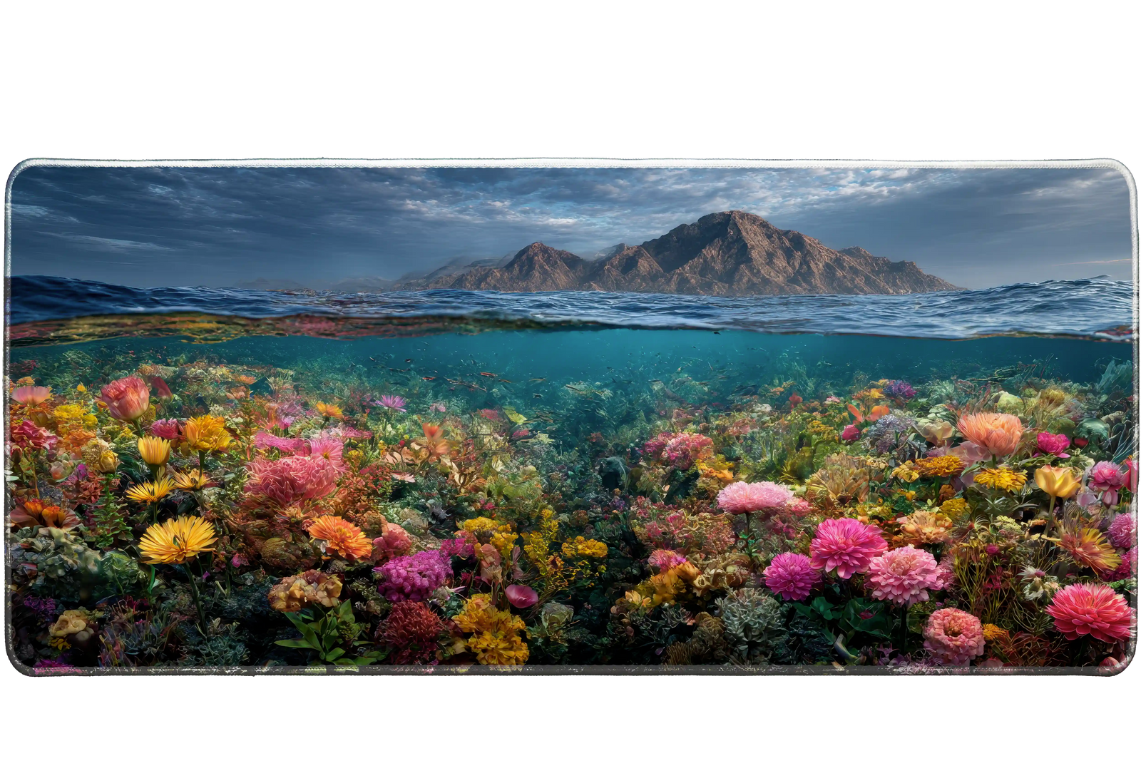 Landscape 90x40cm custom desk mat, stitched edge finish – PrintMyPad