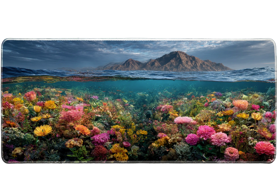 Landscape 90x40cm custom desk mat, stitched edge finish – PrintMyPad