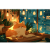 Corgi Rainy Window Desk Mat | Coffee Plant Nook artwork on an extended desk mat with corgi rainy window design