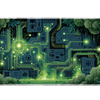 Cyber Forest Circuit desk mat artwork in a wide product view