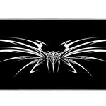 Extended mouse pad featuring the full black and white cyber tribal wings design for work or gaming