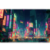 Cyberpunk Tokyo Night Desk Mat | Neon City Mouse Pad artwork on an extended desk mat with futuristic Tokyo night street artwork