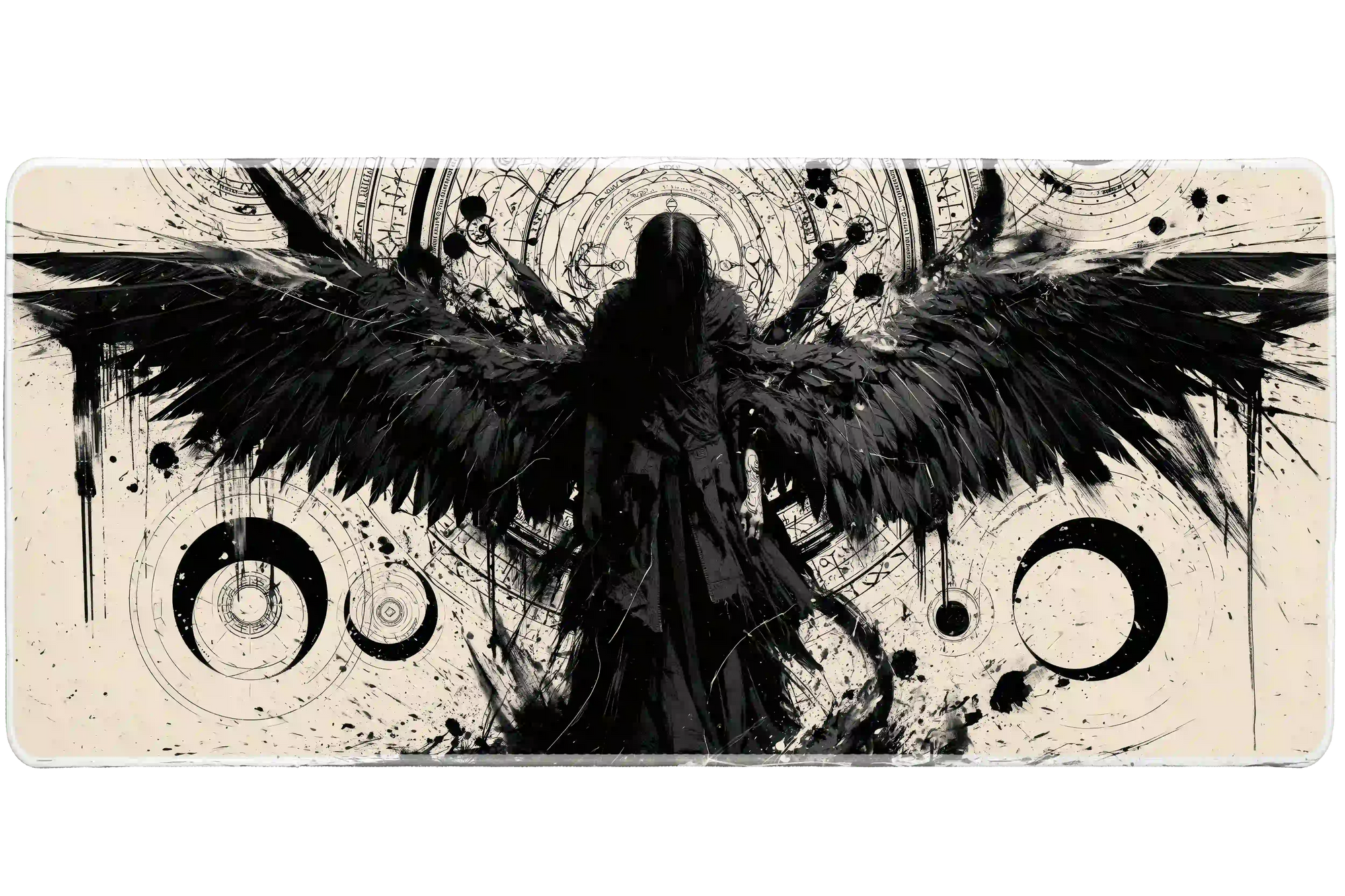 Dark Angel Ink Art desk mat artwork in a wide product view