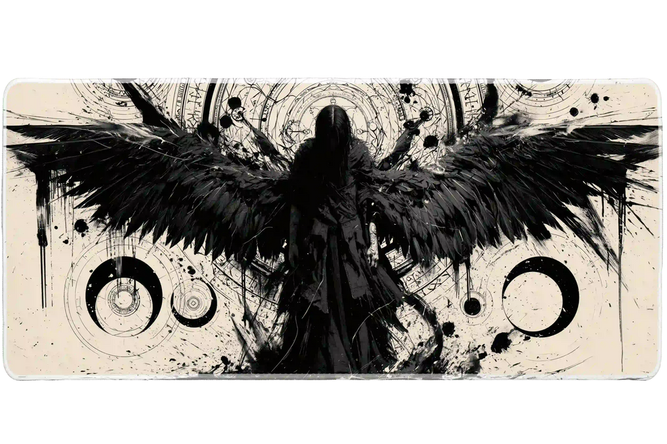 Dark Angel Ink Art desk mat artwork in a wide product view