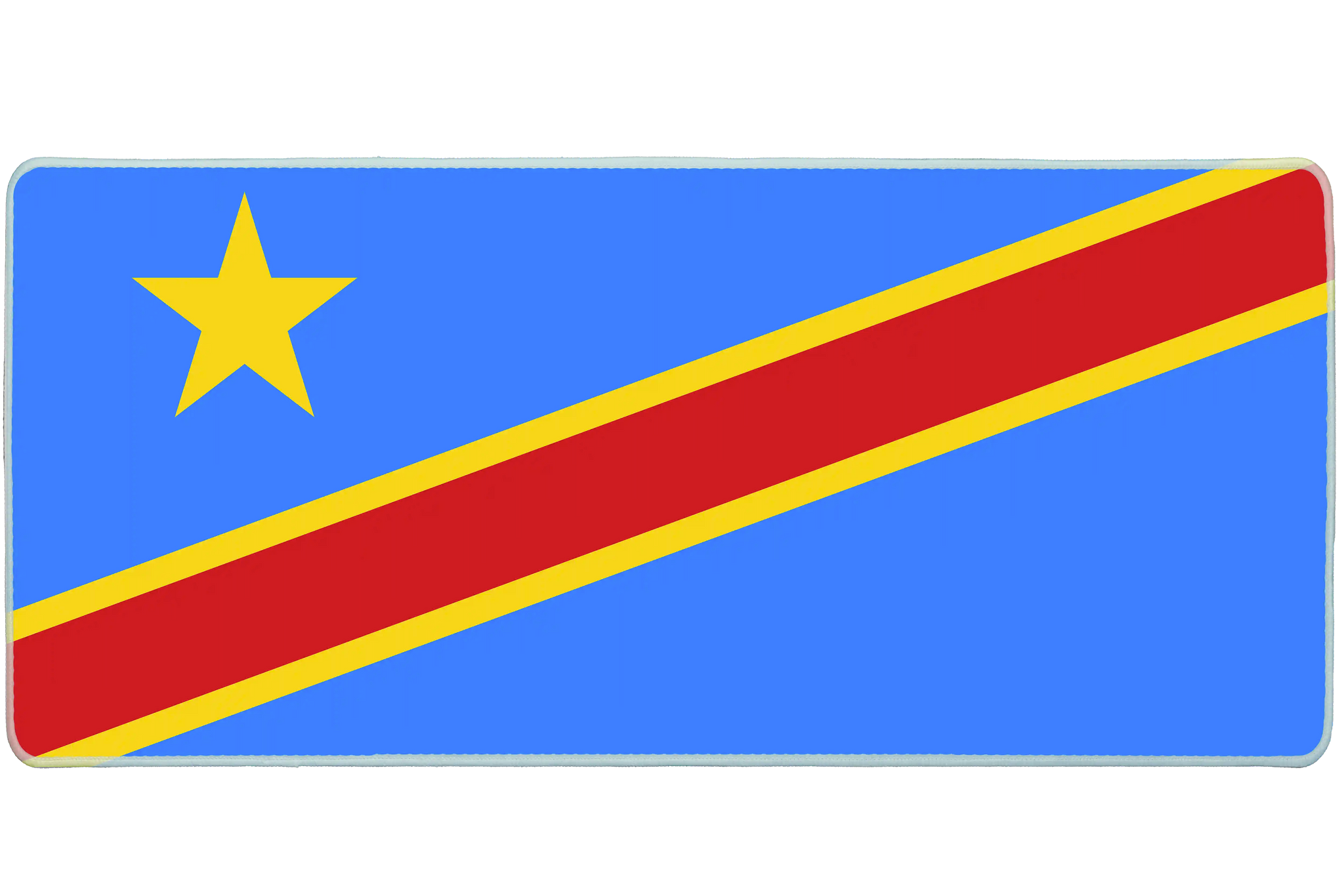 Country 36x16in custom desk pad, stitched edge DR Congo flag – Print My Pad