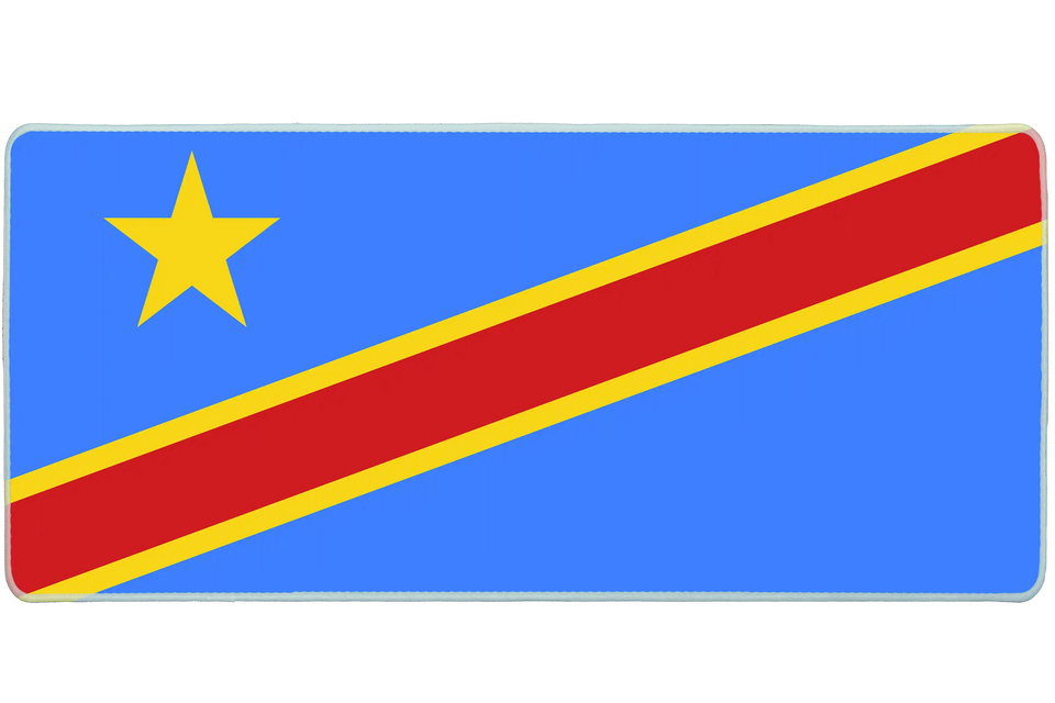 Country 36x16in custom desk pad, stitched edge DR Congo flag – Print My Pad