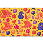 Extended mouse pad featuring the full cute dragon dice tabletop RPG design for work or gaming