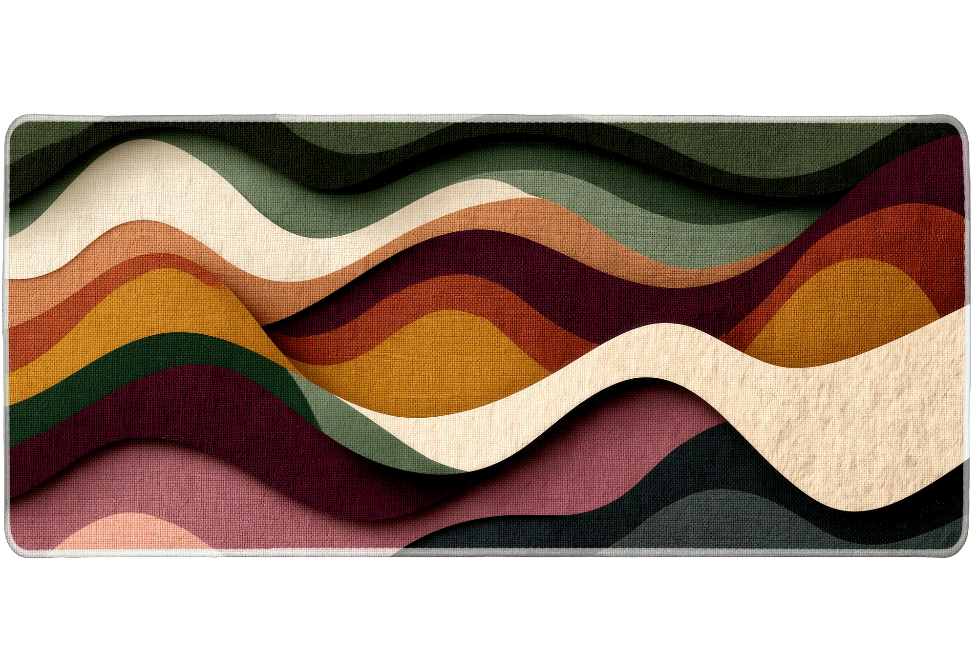 Earth Tone Abstract Waves desk mat artwork in a wide product view