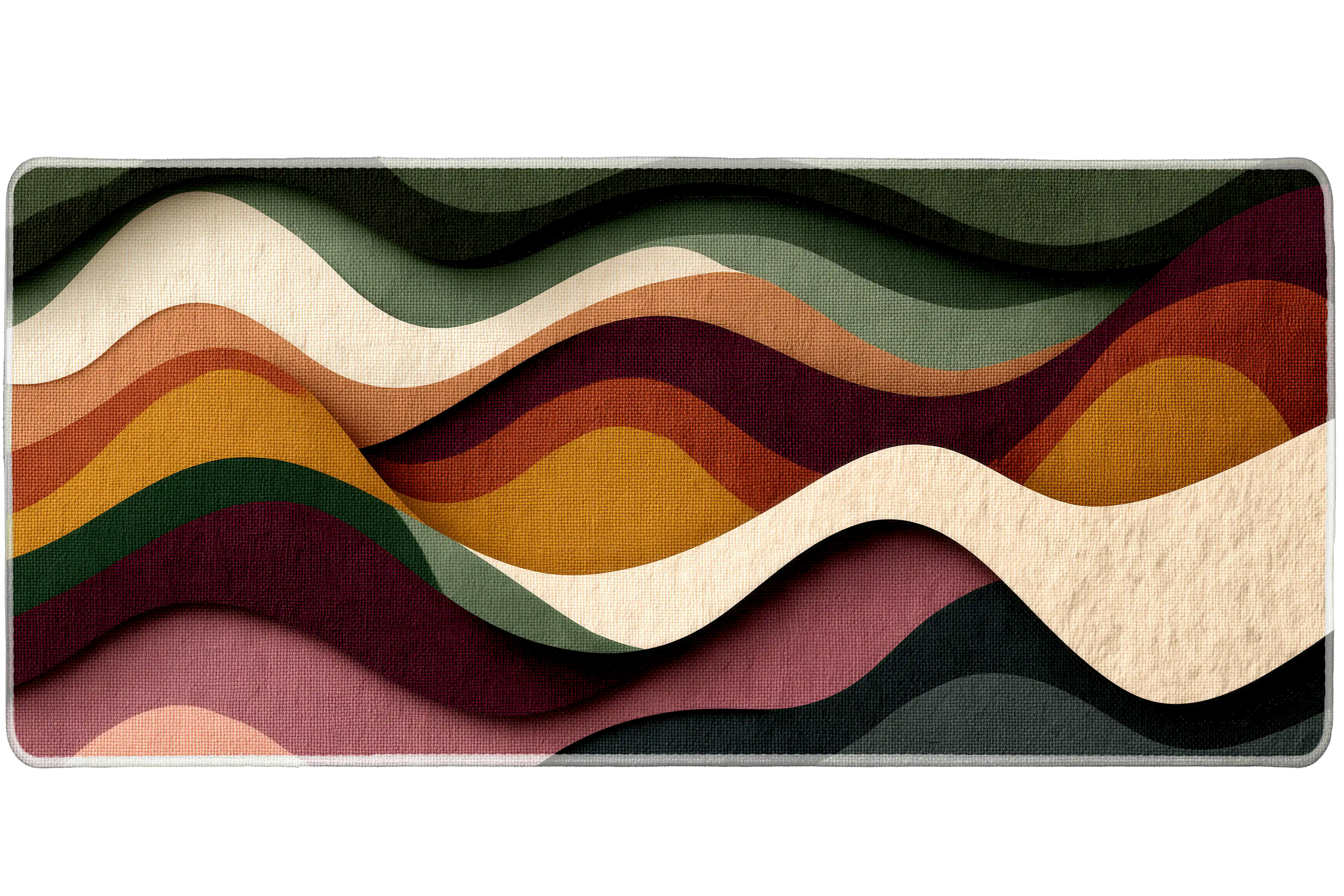 Earth Tone Abstract Waves desk mat artwork in a wide product view