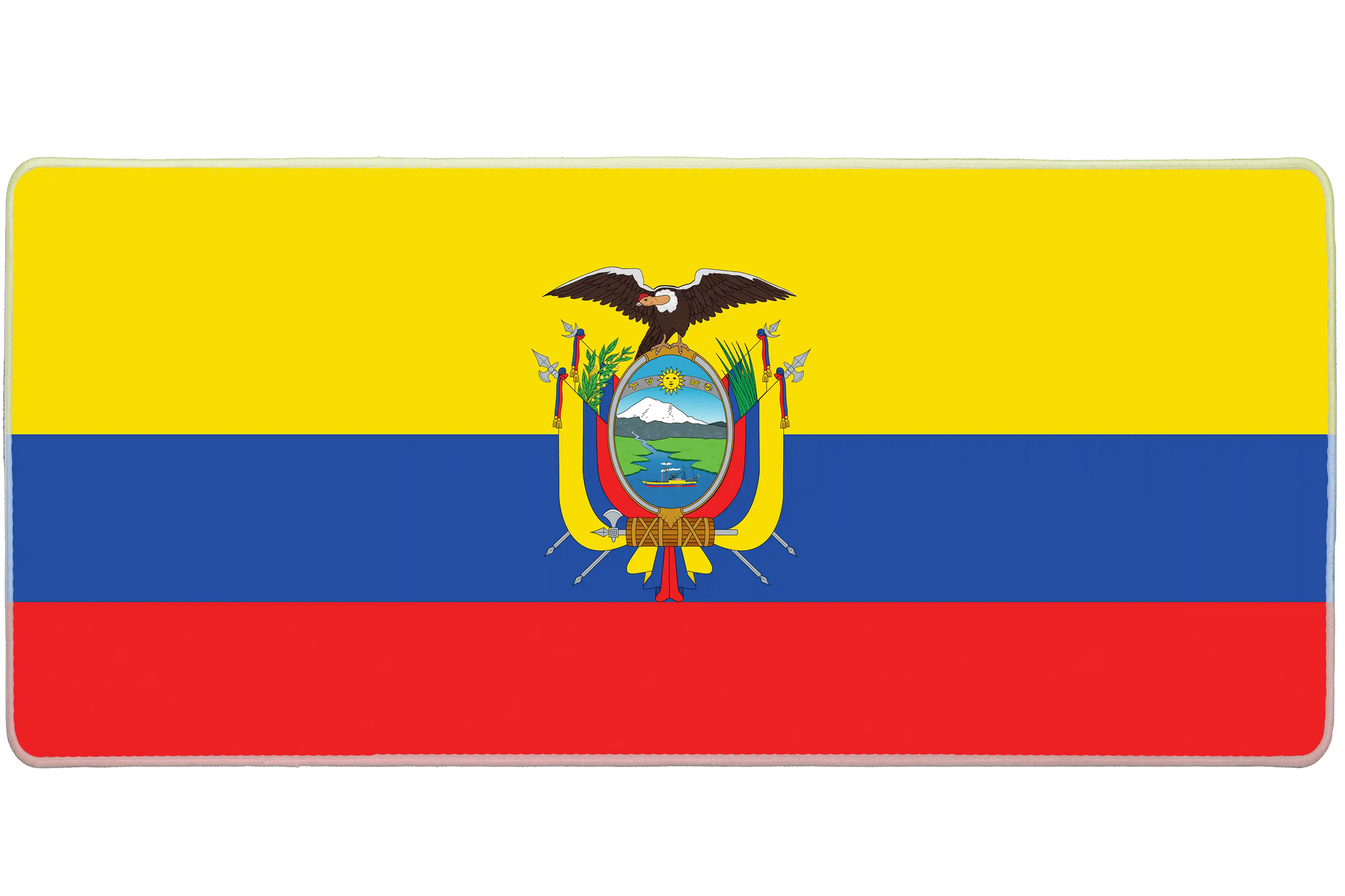 Country 36x16in custom mousepad, stitched edge Ecuador flag – PrintMyPad