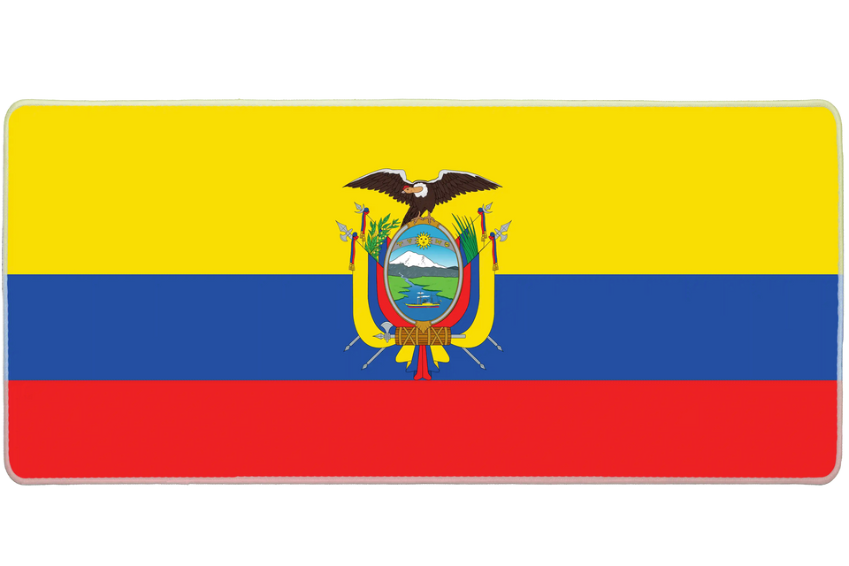 Country 36x16in custom mousepad, stitched edge Ecuador flag – PrintMyPad