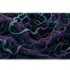 Eldritch root desk mat with tangled teal and purple tendrils and pink eye-like knots against black