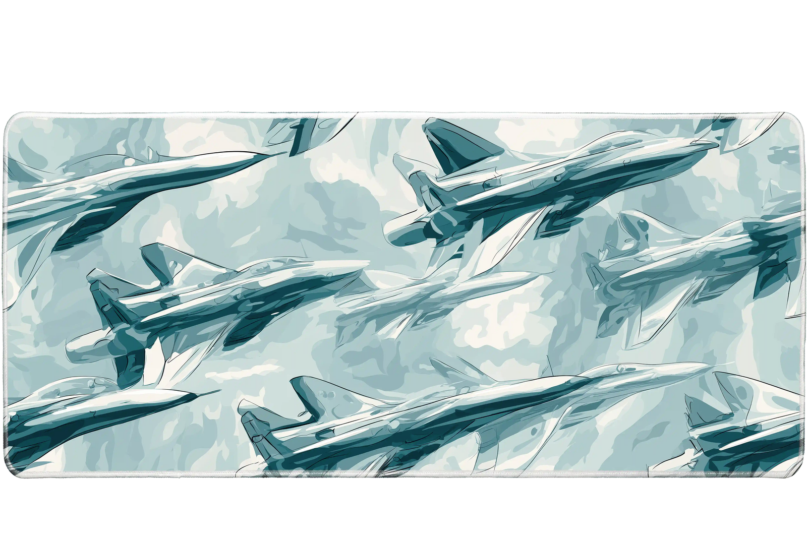 Cars 36x16in custom mouse pad featuring fighter jet artwork, stitched edge – PrintMyPad