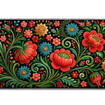 Faux Embroidery Floral desk mat artwork in a wide product view