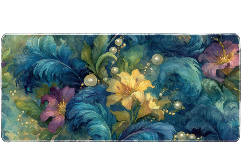Pattern 36x16in custom desk mat, stitched edge – Print My Pad
