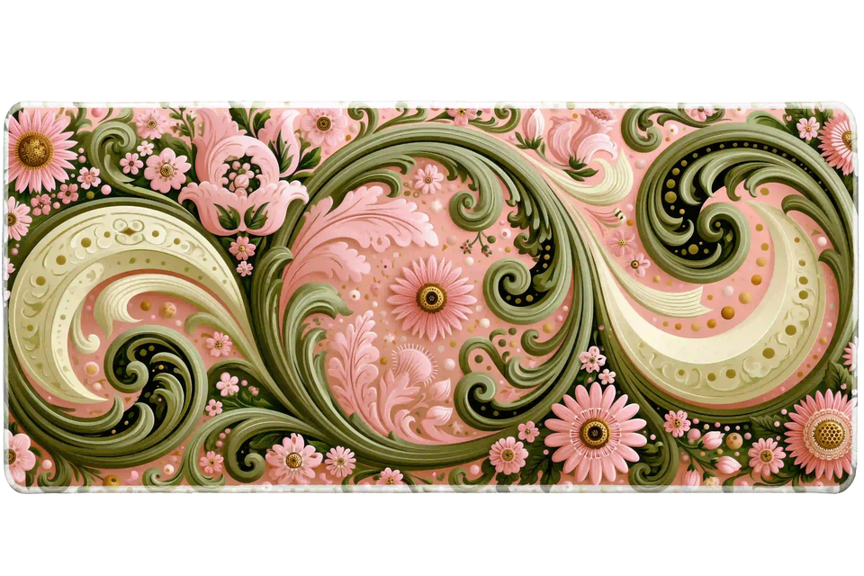 Pattern 36x16in custom desk mat, stitched edge – Print My Pad