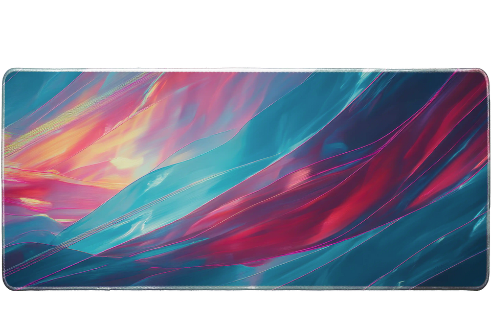 Abstract 36x16in custom desk mat, stitched edge – Print My Pad