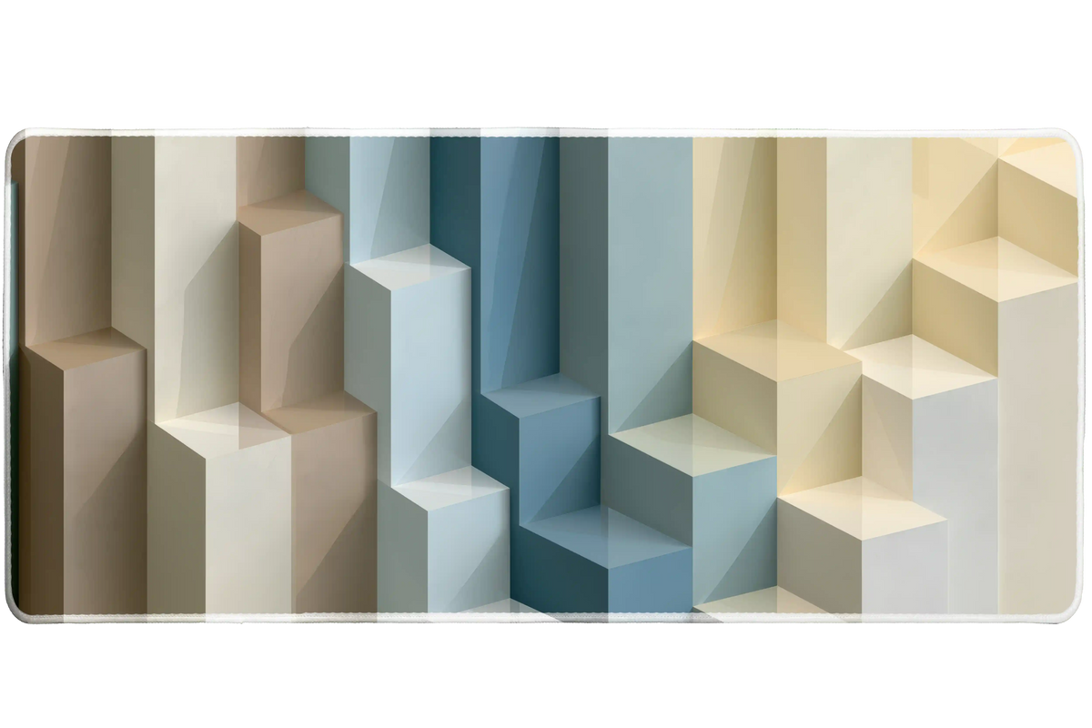 3D Geometric Block – Modern Abstract desk mat and mouse pad by PrintMyPad