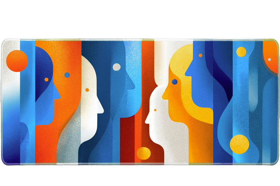 Abstract 36x16in custom desk mat, stitched edge – Print My Pad