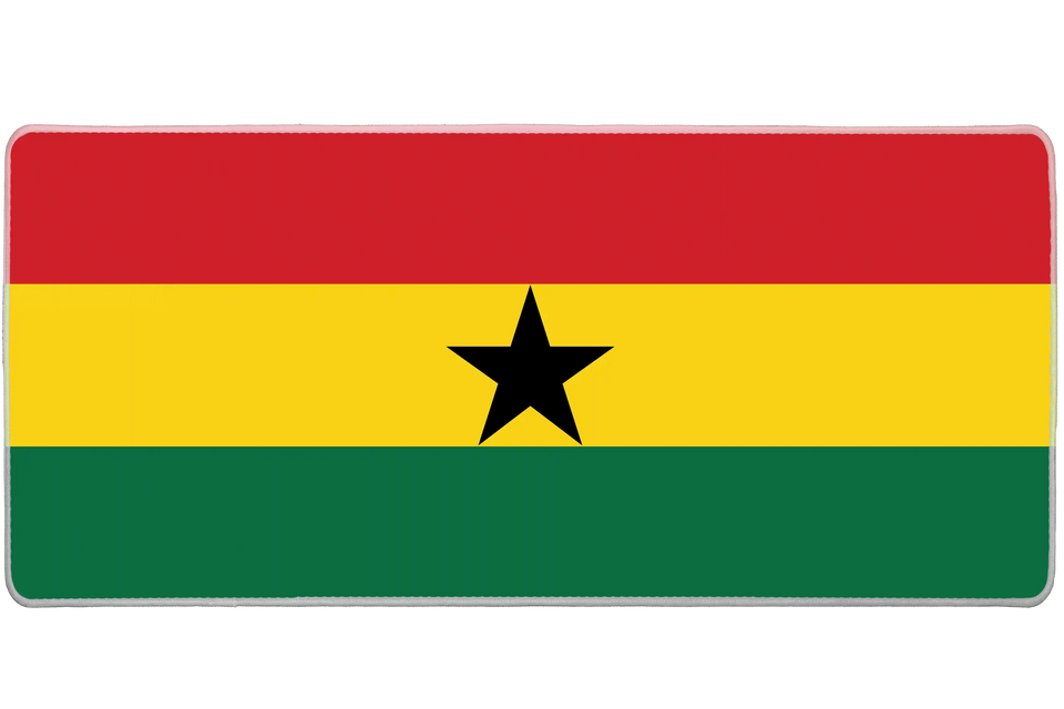 Country 36x16in custom mouse mat, stitched edge Ghana flag – Print My Pad