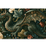 Gothic Floral Dragon desk mat artwork in a wide product view