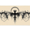 Extended mouse pad featuring the full gothic cyber sigil skull black and cream design for work or gaming