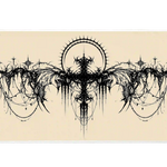 Extended mouse pad featuring the full gothic cyber sigil skull black and cream design for work or gaming
