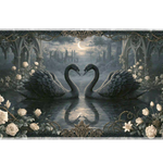 Gothic Swan desk mat artwork in a wide product view