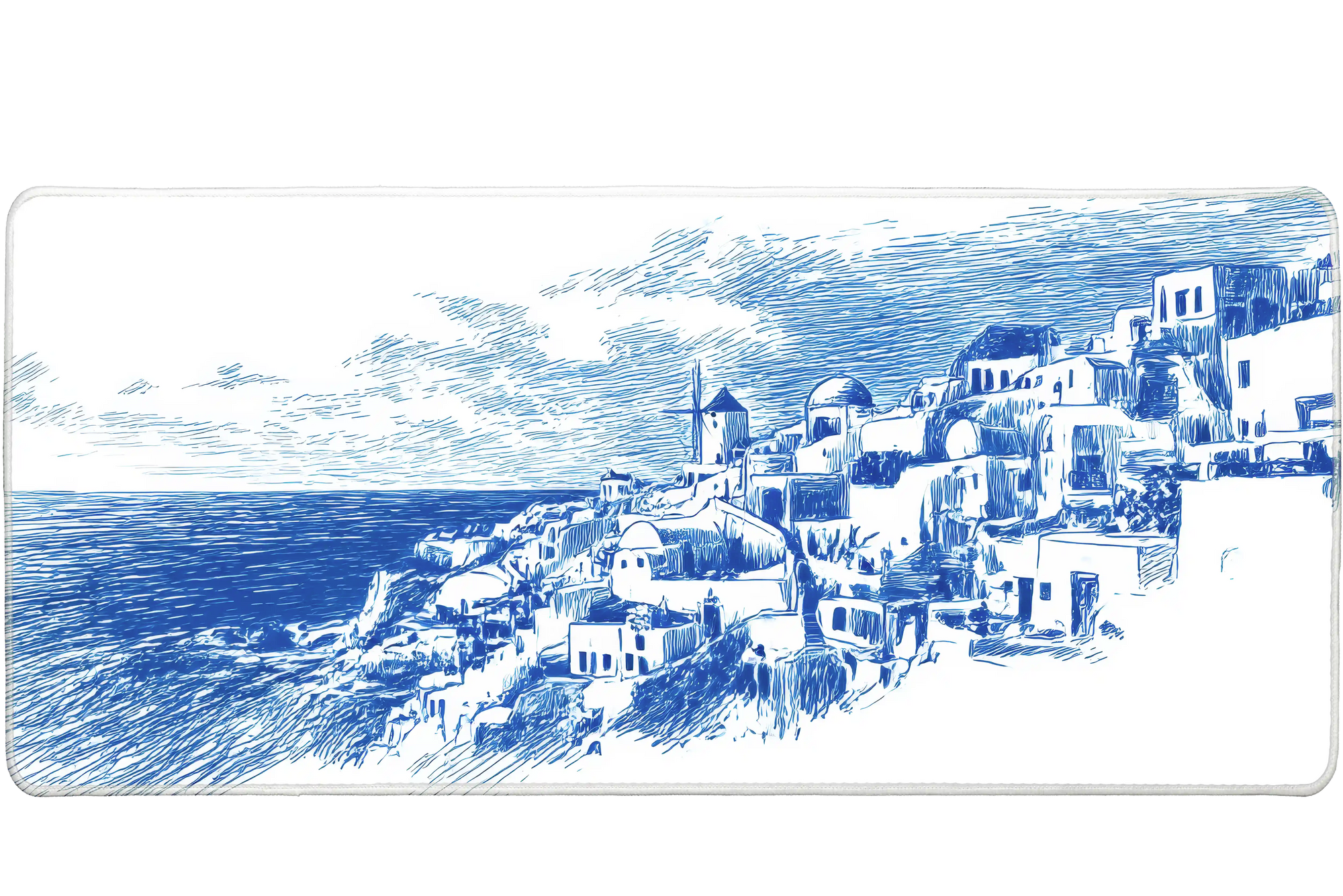 Line art 36x16in custom desk mat, non-slip rubber – Print My Pad