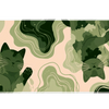 Green Abstract Cat Desk Mat | Modern Feline Mouse Pad artwork on an extended desk mat with green abstract cat silhouettes