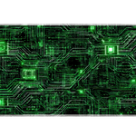 Green Circuit Board desk mat artwork in a wide product view