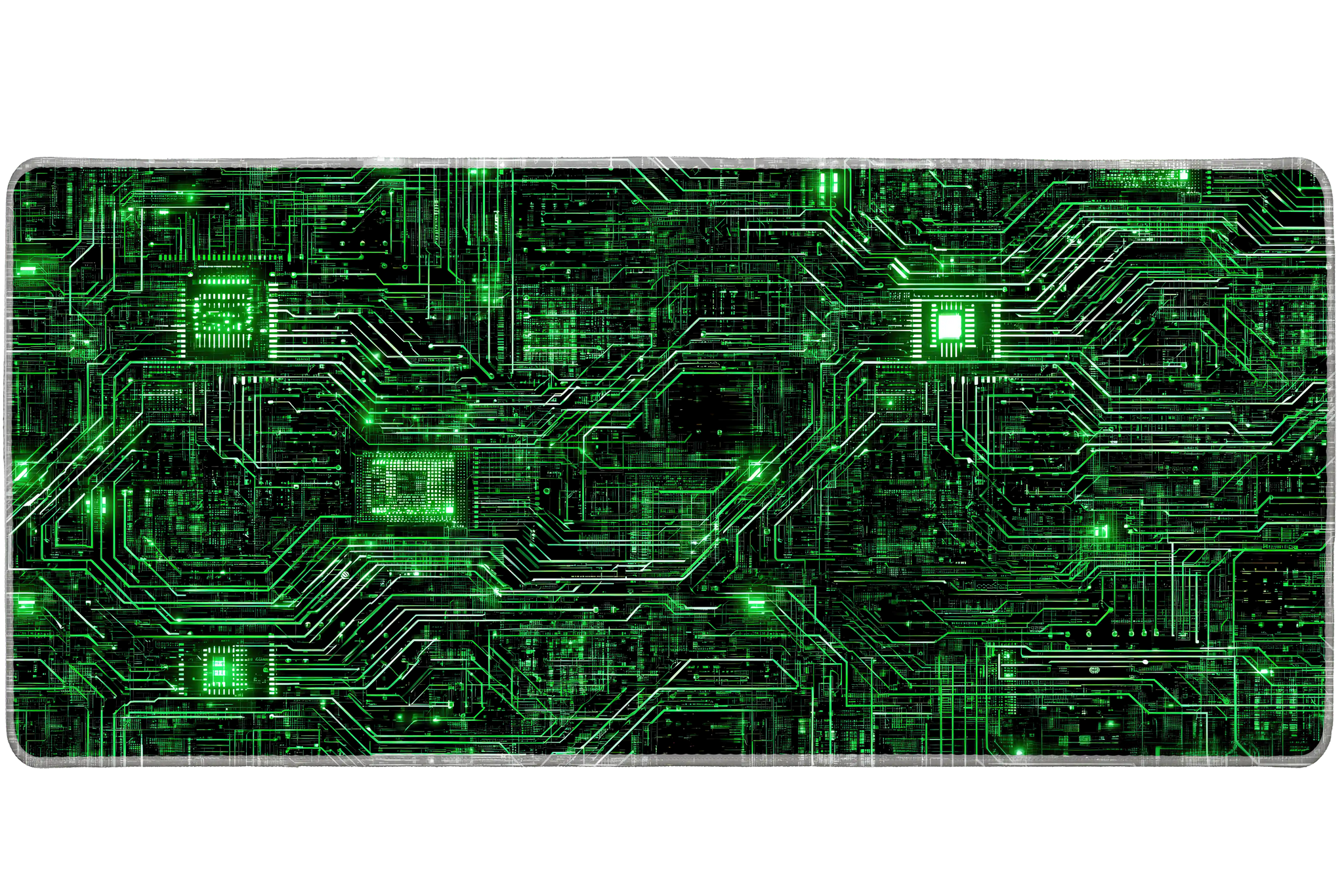 Green Circuit Board desk mat artwork in a wide product view