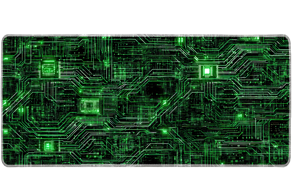 Green Circuit Board – Cyber Tech desk mat and mouse pad by PrintMyPad