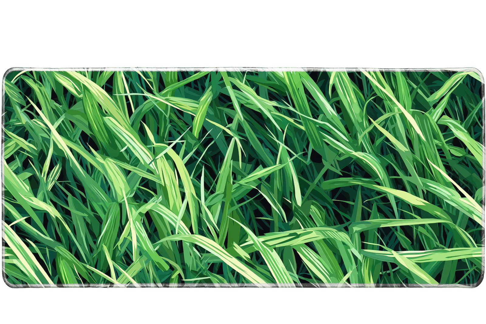 Pattern 90x40cm custom desk mat with vibrant green grass texture, stitched edge – Print My Pad